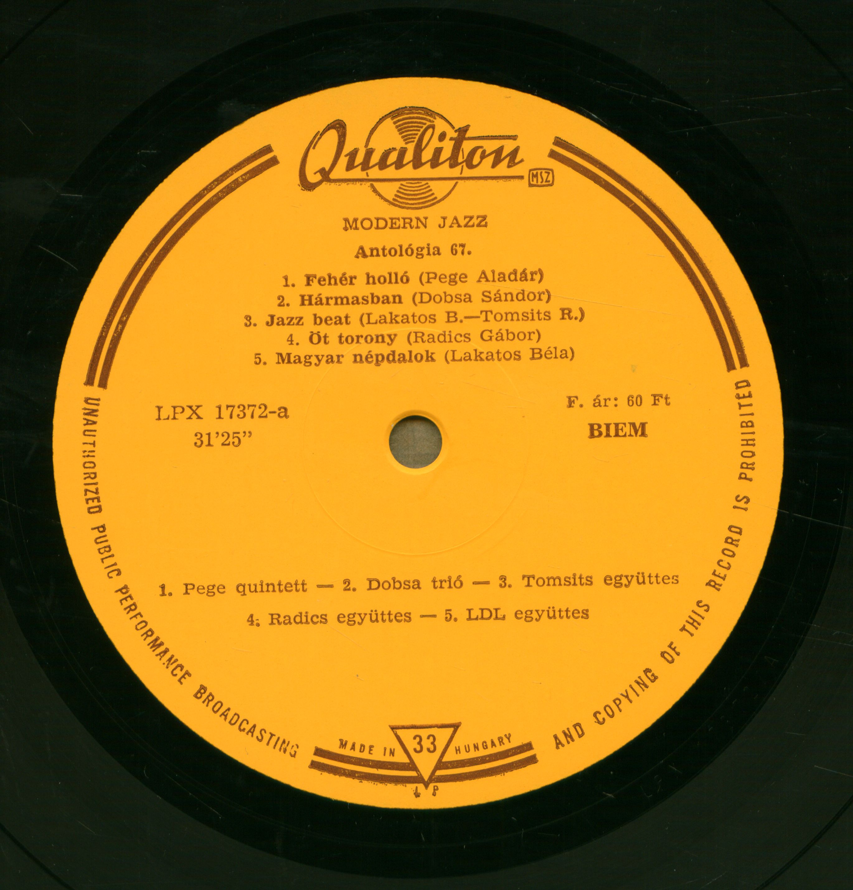 Antológia 67 [Hangfelvétel] anthology 67